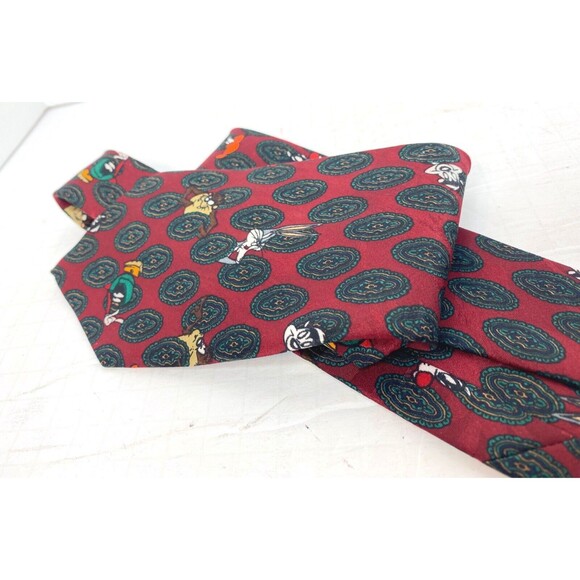 Vintage Looney Tunes Mania Men’s Necktie Paisley Print 1994 ￼Taz Bugs Bunny Ect - Picture 8 of 10